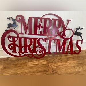 Merry Christmas metal sign with reindeer